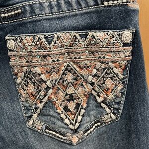 Grace in LA Blue Jeans with Orange Embroidery